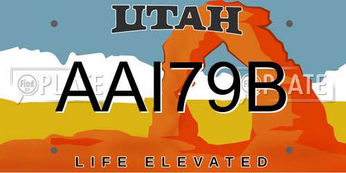 AAI79B Utah License Plate