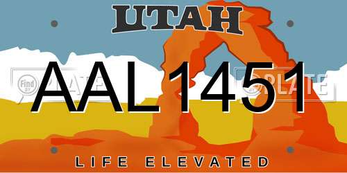 AAL1451 Utah License Plate
