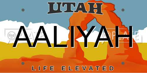AALIYAH Utah License Plate