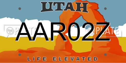 AAR02Z Utah License Plate