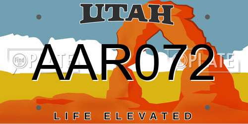 AAR072 Utah License Plate