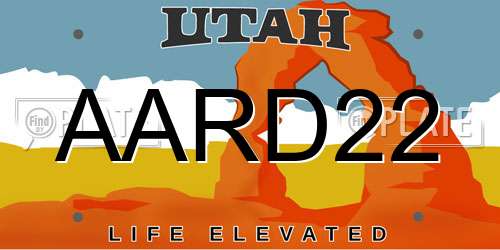 AARD22 Utah License Plate
