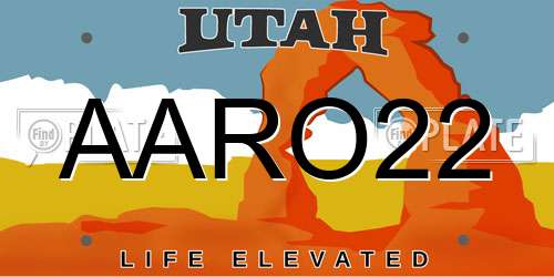 AARO22 Utah License Plate