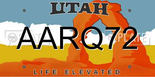 AARQ72 Utah License Plate