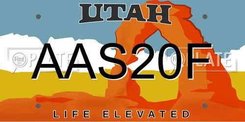 AAS20F Utah License Plate