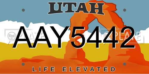 AAY5442 Utah License Plate