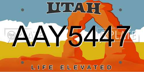 AAY5447 Utah License Plate