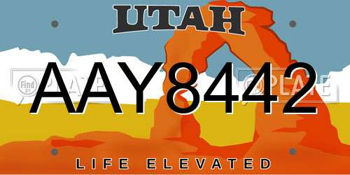 AAY8442 Utah License Plate