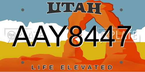 AAY8447 Utah License Plate