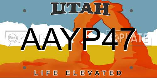 AAYP47 Utah License Plate