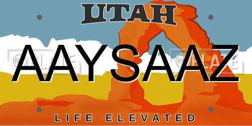 AAYSAAZ Utah License Plate