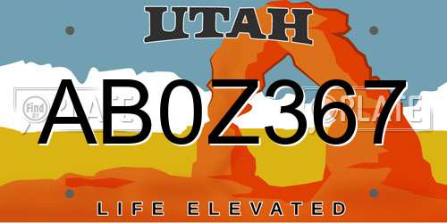 AB0Z367 Utah License Plate
