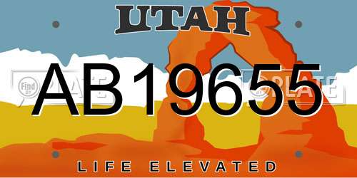AB19655 Utah License Plate