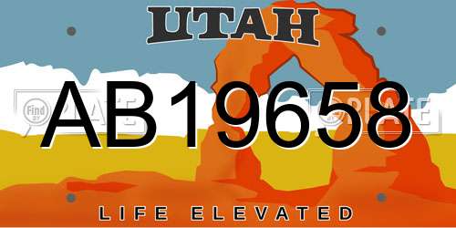 AB19658 Utah License Plate