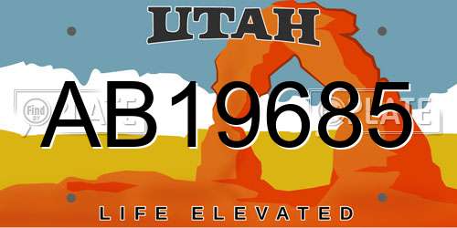 AB19685 Utah License Plate