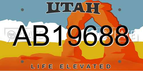 AB19688 Utah License Plate