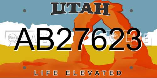 AB27623 Utah License Plate