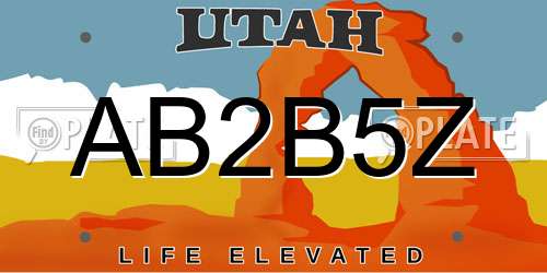 AB2B5Z Utah License Plate