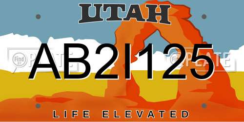 AB2I125 Utah License Plate