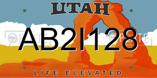 AB2I128 Utah License Plate