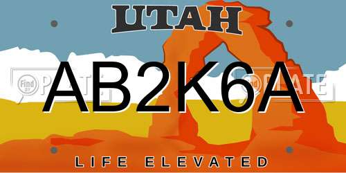AB2K6A Utah License Plate
