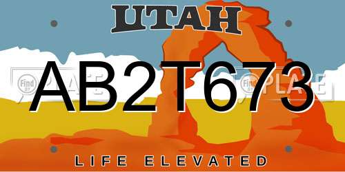 AB2T673 Utah License Plate