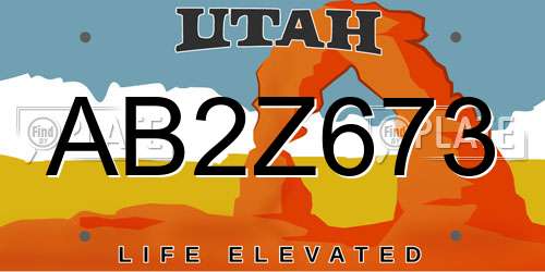 AB2Z673 Utah License Plate