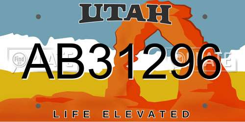 AB31296 Utah License Plate