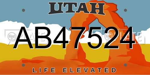 AB47524 Utah License Plate