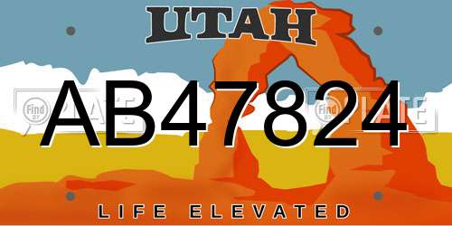 AB47824 Utah License Plate