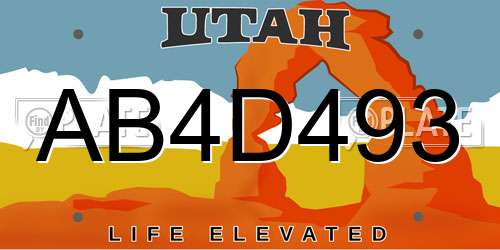 AB4D493 Utah License Plate