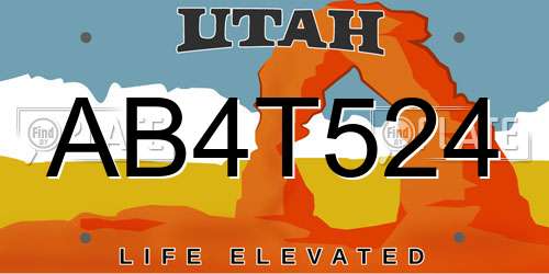 AB4T524 Utah License Plate