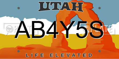 AB4Y5S Utah License Plate