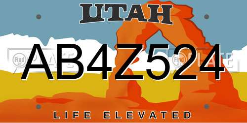 AB4Z524 Utah License Plate