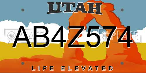 AB4Z574 Utah License Plate