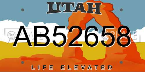 AB52658 Utah License Plate