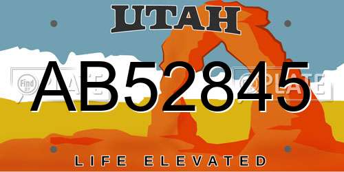 AB52845 Utah License Plate