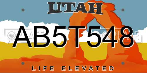 AB5T548 Utah License Plate