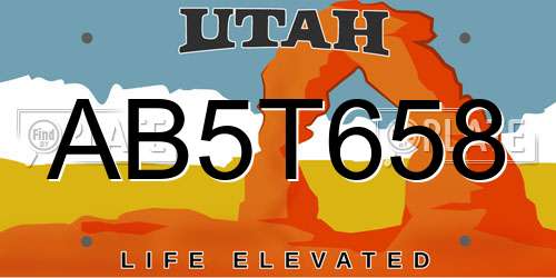 AB5T658 Utah License Plate