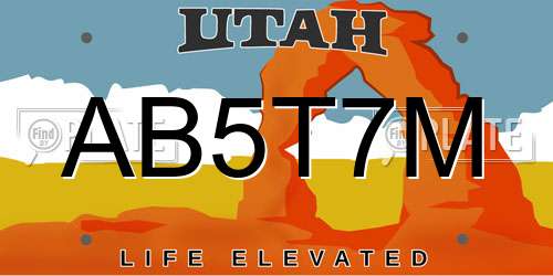 AB5T7M Utah License Plate
