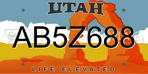 AB5Z688 Utah License Plate