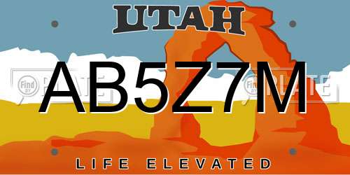 AB5Z7M Utah License Plate