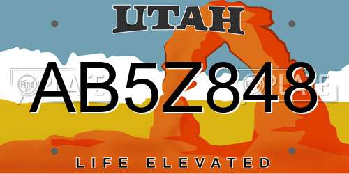 AB5Z848 Utah License Plate