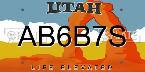 AB6B7S Utah License Plate