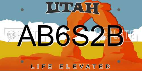 AB6S2B Utah License Plate