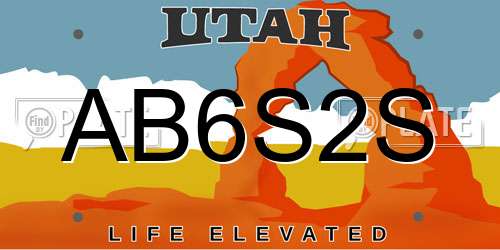 AB6S2S Utah License Plate