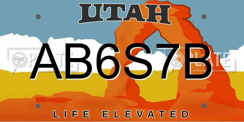 AB6S7B Utah License Plate
