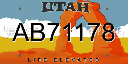 AB71178 Utah License Plate