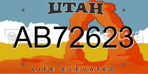 AB72623 Utah License Plate