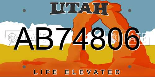 AB74806 Utah License Plate